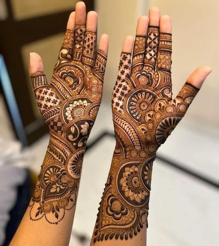 95+ Top Trending Stylish Front Hand Mehndi Designs for Fashion Lovers 65 Indo Arabic Mehndi Design Front Hand