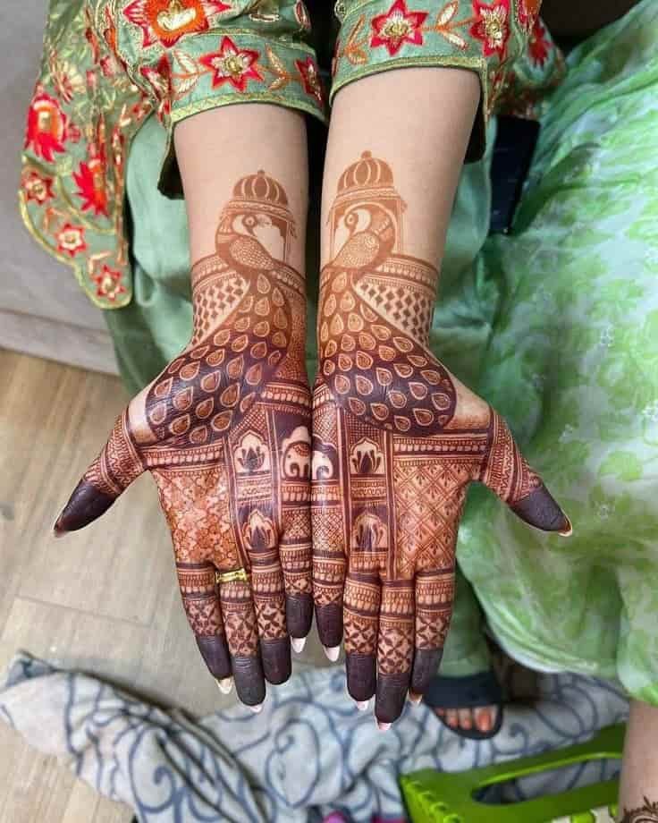 95+ Top Trending Stylish Front Hand Mehndi Designs for Fashion Lovers 73 Peacock Front Hand Mehndi Design