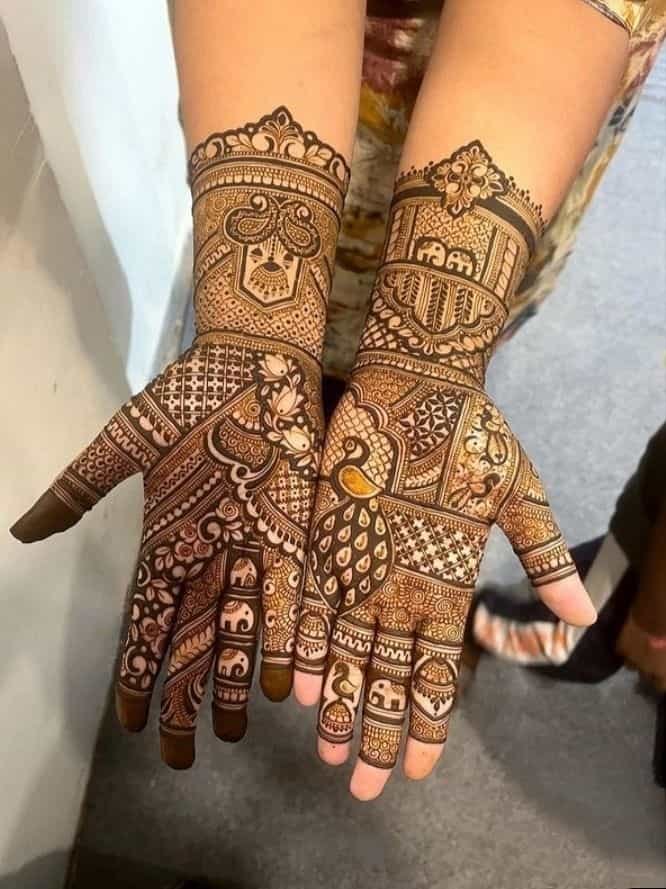95+ Top Trending Stylish Front Hand Mehndi Designs for Fashion Lovers 72 Peacock Front Hand Mehndi Design