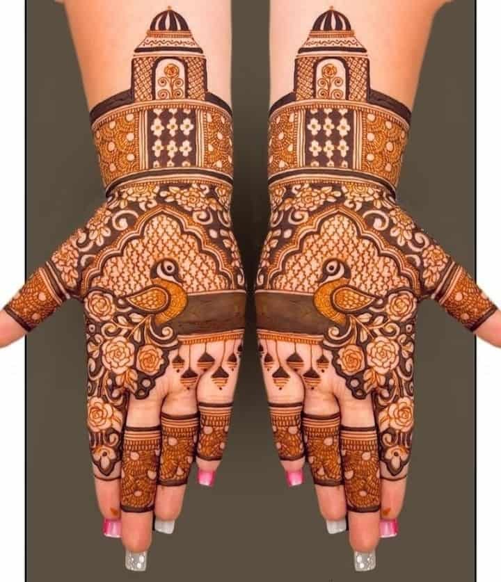 95+ Top Trending Stylish Front Hand Mehndi Designs for Fashion Lovers 67 Peacock Front Hand Mehndi Design