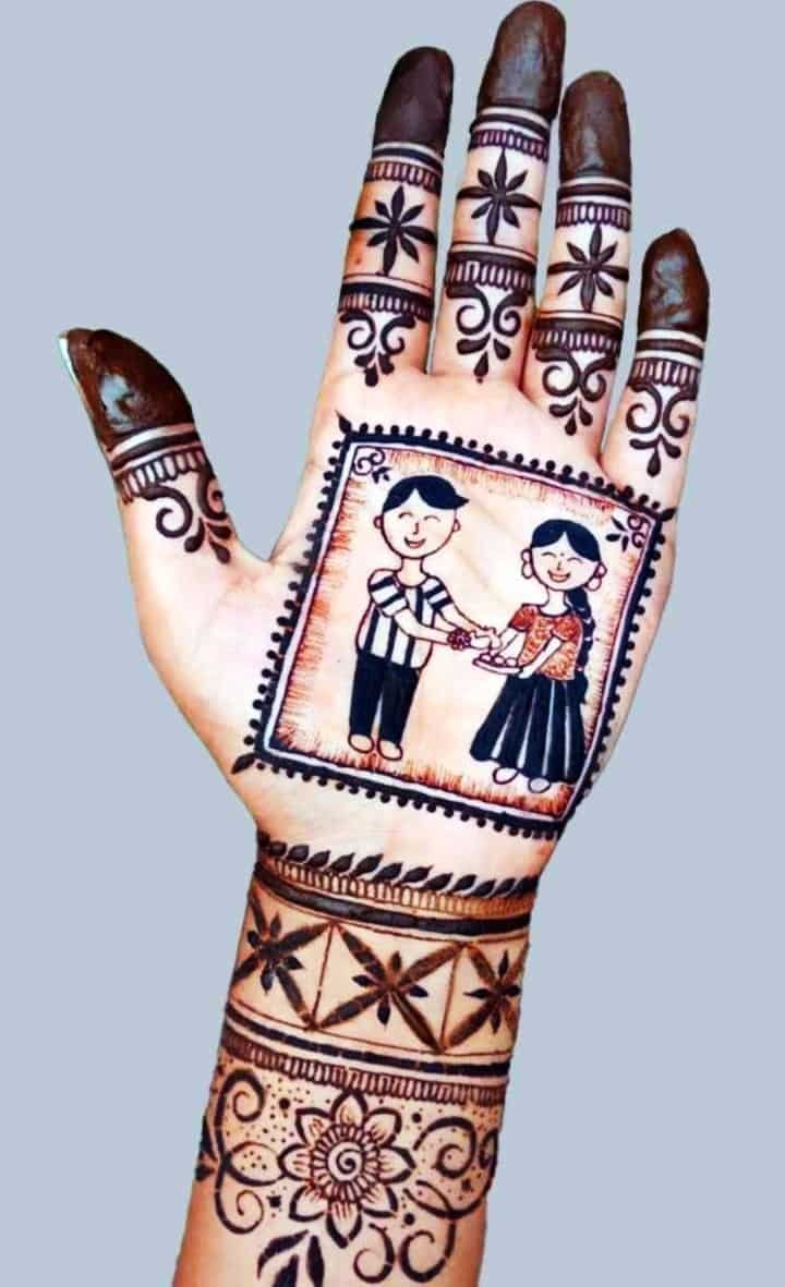 15+ Beautiful Raksha Bandhan Mehndi Designs for Front & Back Hand 5 Raksha Bandhan Mehndi Design Front Hand