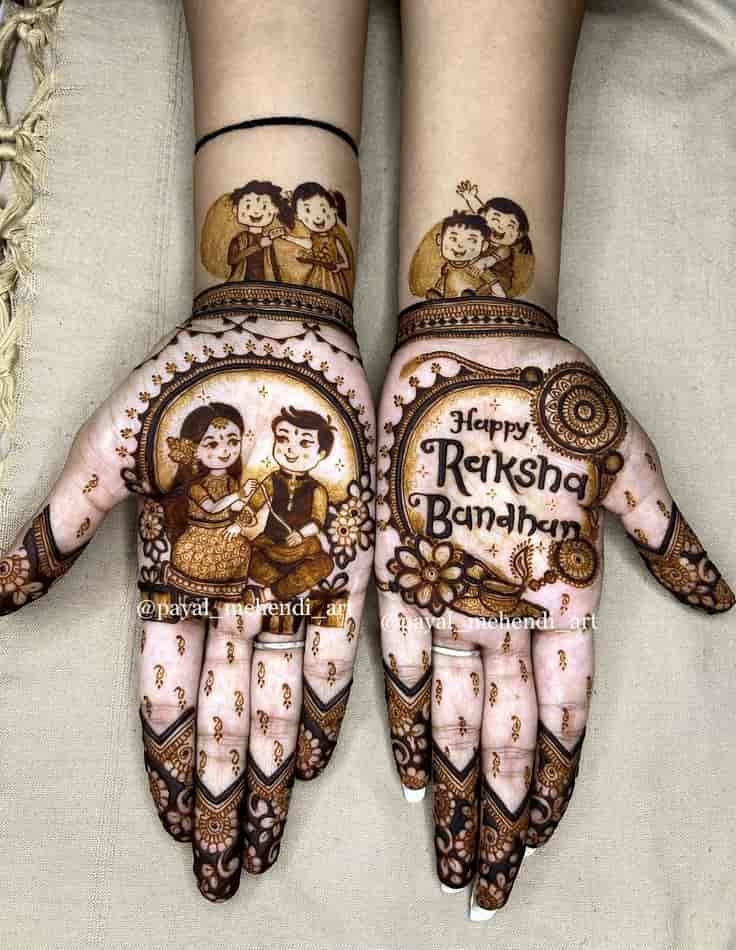 15+ Beautiful Raksha Bandhan Mehndi Designs for Front & Back Hand 10 Happy Raksha Bandhan Mehndi Design